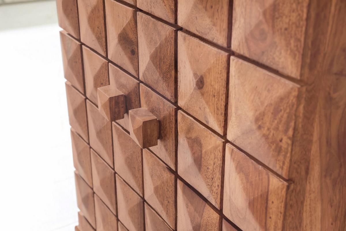 HAUSBAR aus Massivholz mit Klappfunktion und Stauraum für Flaschen und Gläser, Akazie 65x50x91 cm - Akaziefarben, Holz (65/91/50cm) - KADIMA DESIGN