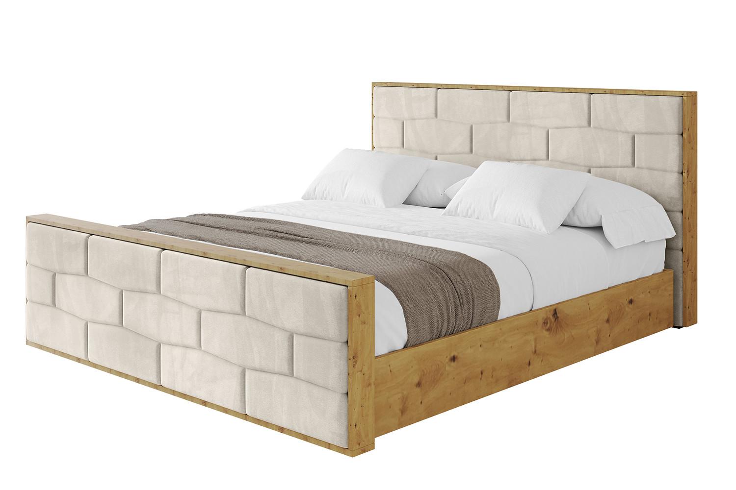 POLSTERBETT mit Bettkasten, Fußteil und Lattenrost, Boxbett mit Matratze H3/H4 - ENZO8-Z 200x200 Beige - Beige, Holzwerkstoff/Textil (200/200cm) - ALTDECOR