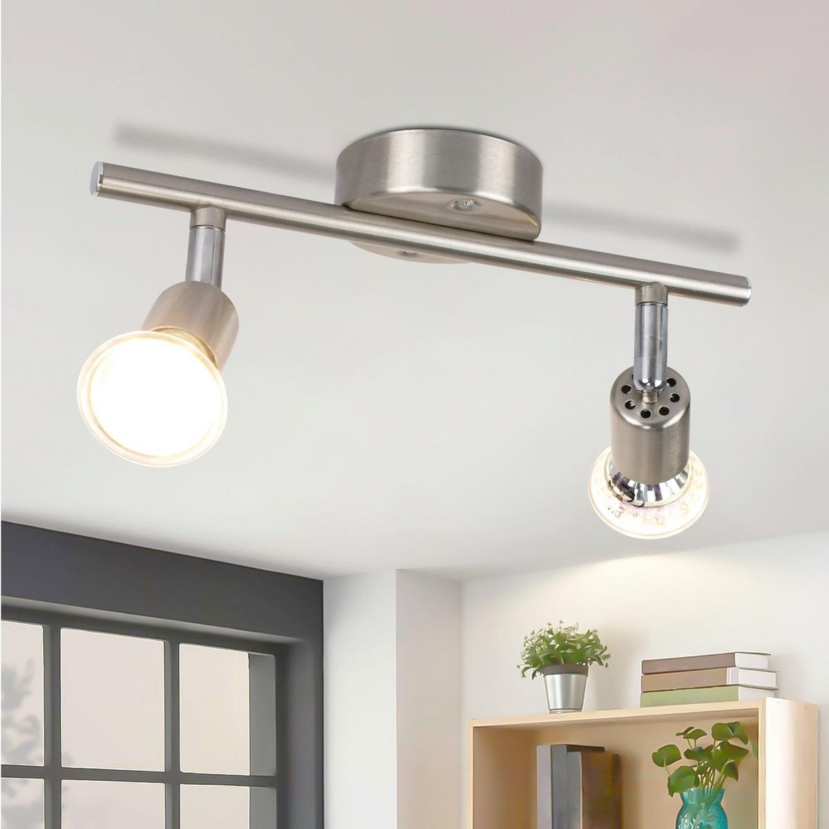 DECKENSTRAHLER Leeder 2-flammig 26/15/8cm - Silberfarben, Metall (26/15/8cm) - Nettlife