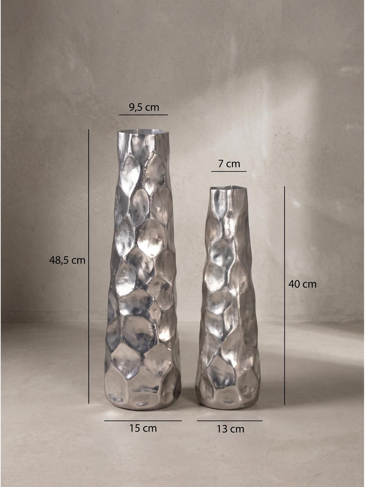 VASEN 2er-Set CASTELSARDO, Aluminium, Silber, Ø 15 x 48,5 cm - Silberfarben, Metall (48.5cm) - KADIMA DESIGN