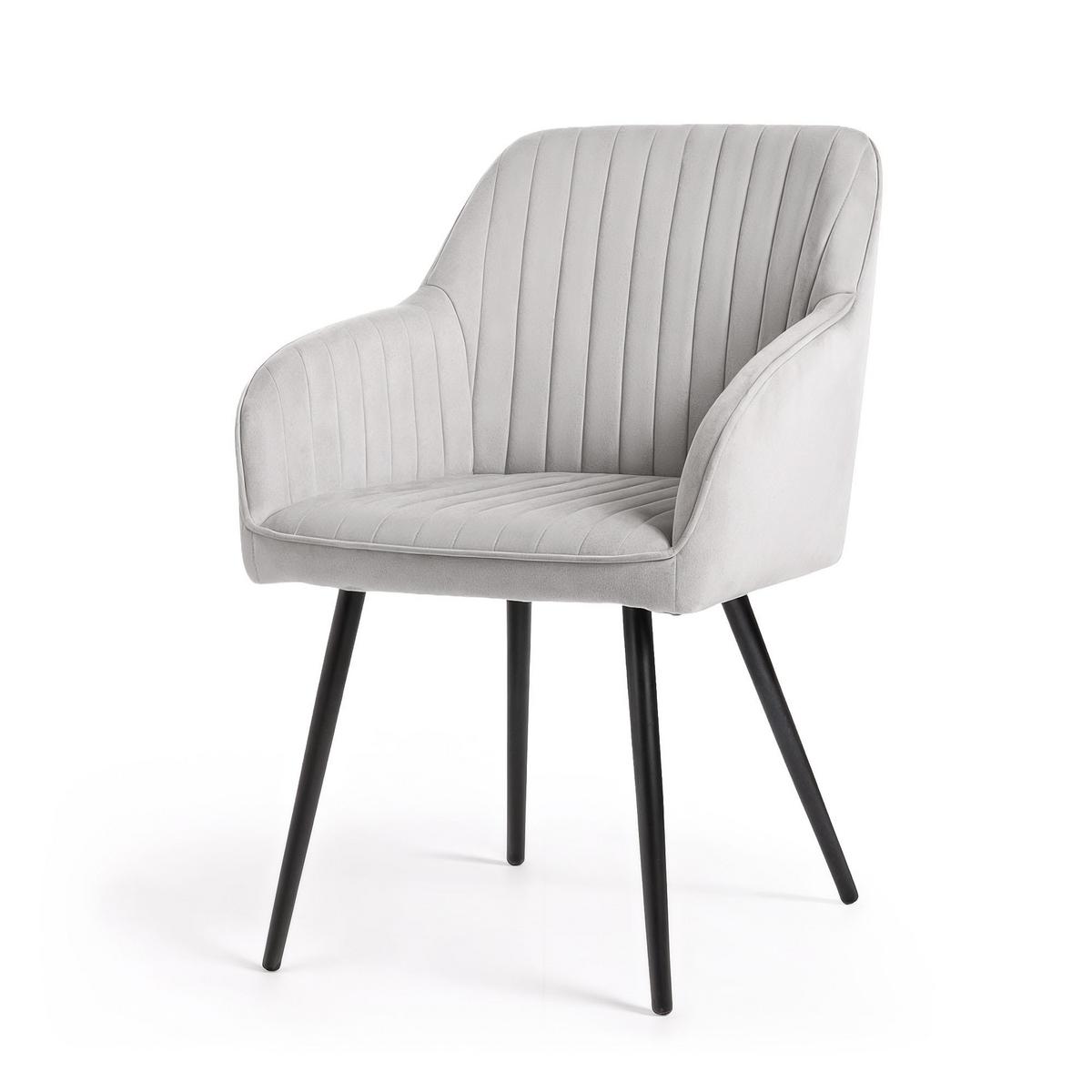 POLSTERSTUHL 4er Set, Metallbeine Grau, Schwarz 54,5/82/58 - Schwarz/Grau, Textil (55/82/52cm) - RAUMHIRSCH FURNITURE