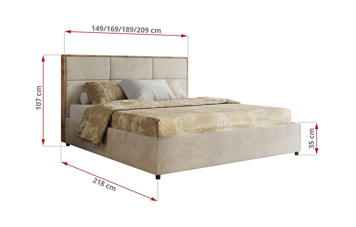 POLSTERBETT LERIO CLASSIC 200/200 - Beige Velvet - Multipocket-Matratze - Beige, Textil (200/200cm) - MKS