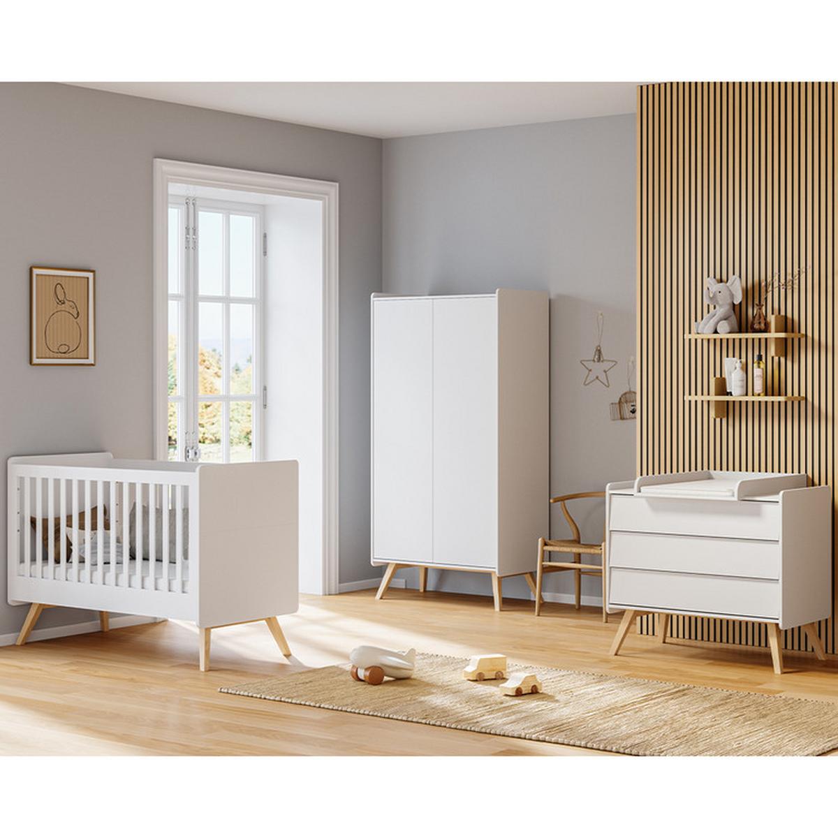 BABYZIMMER 2-teilig Vintage Weiß - Weiß, Holzwerkstoff (125/103/65cm) - Petits-meubles