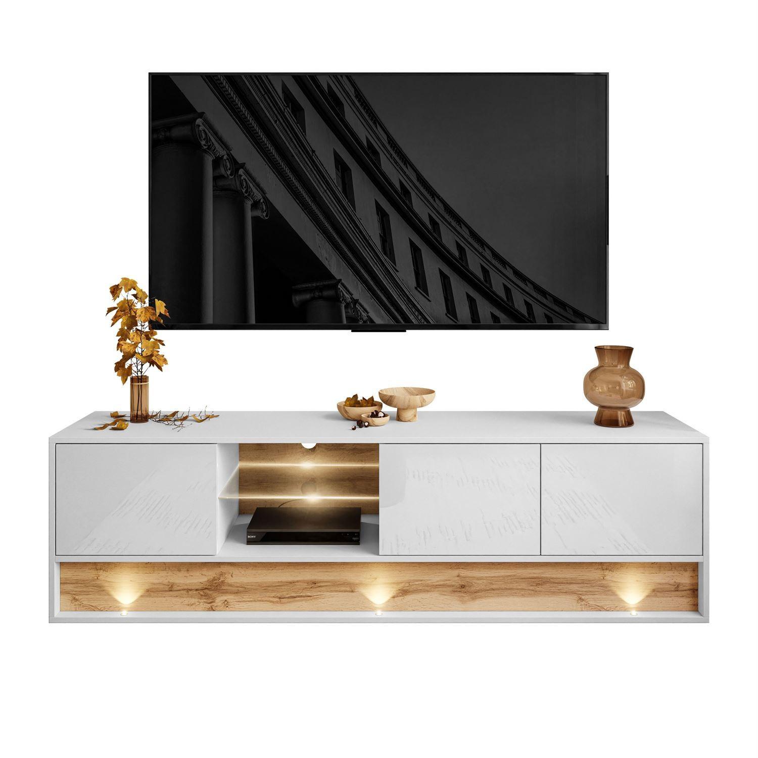 TV-ELEMENT VILLA 180 cm mit Einsatz aus Wotan Eiche - Eiche Wotan/Weiß, Holzwerkstoff (180/50/40cm) - Lookway