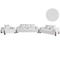 SOFA-SET 6-Sitzer Bouclé Weiß Vinliden - Weiß/Braun, Textil (217/82/87cm) - Beliani