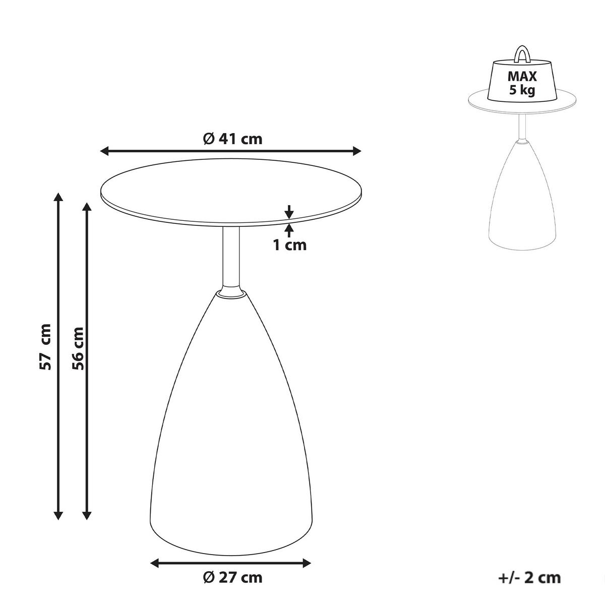BEISTELLTISCH Sicherheitsglas Braun Wallis - Braun, Metall (41/41/57cm) - Beliani