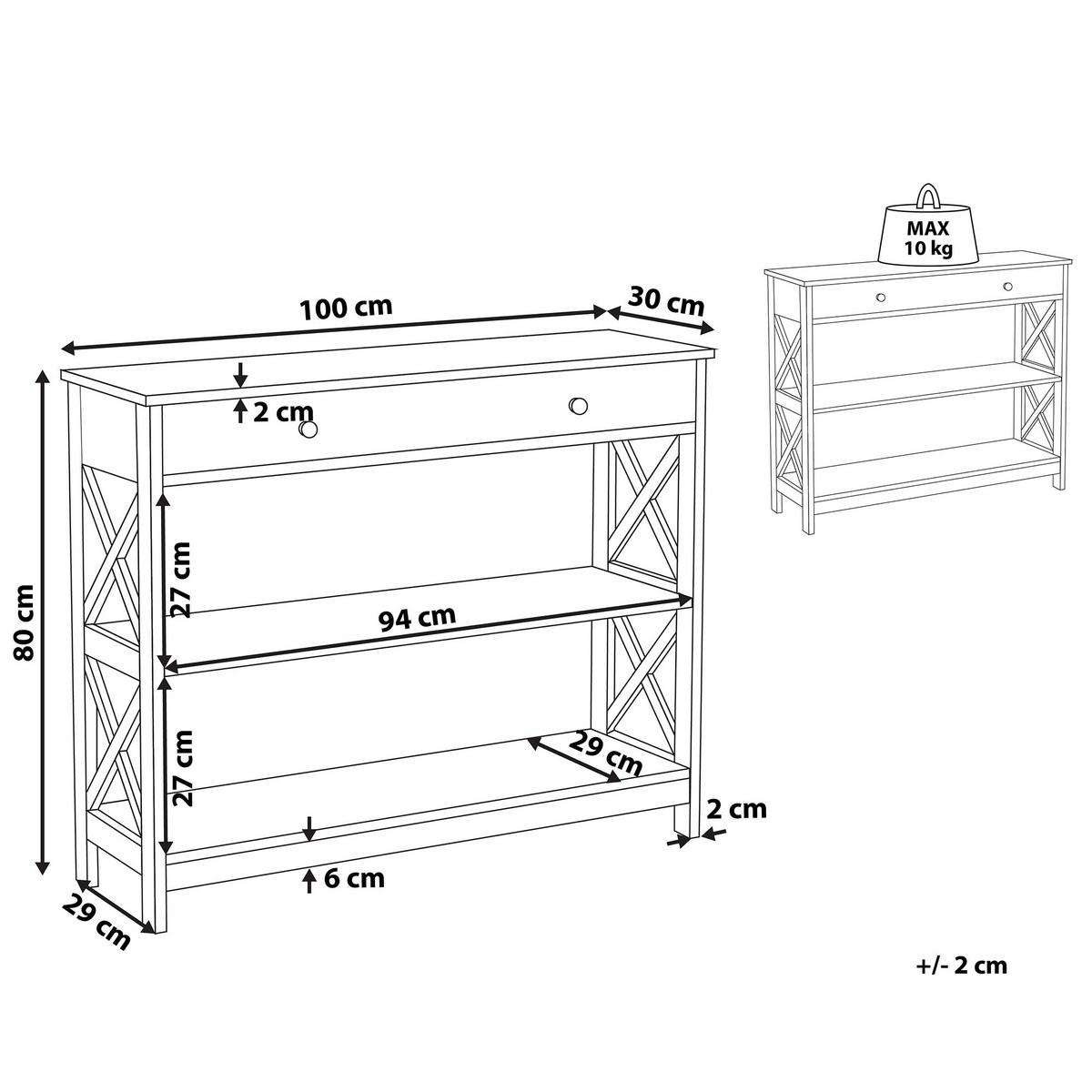 KONSOLENTISCH schwarz Montgomery - Schwarz, Holzwerkstoff (30/100/80cm) - Beliani