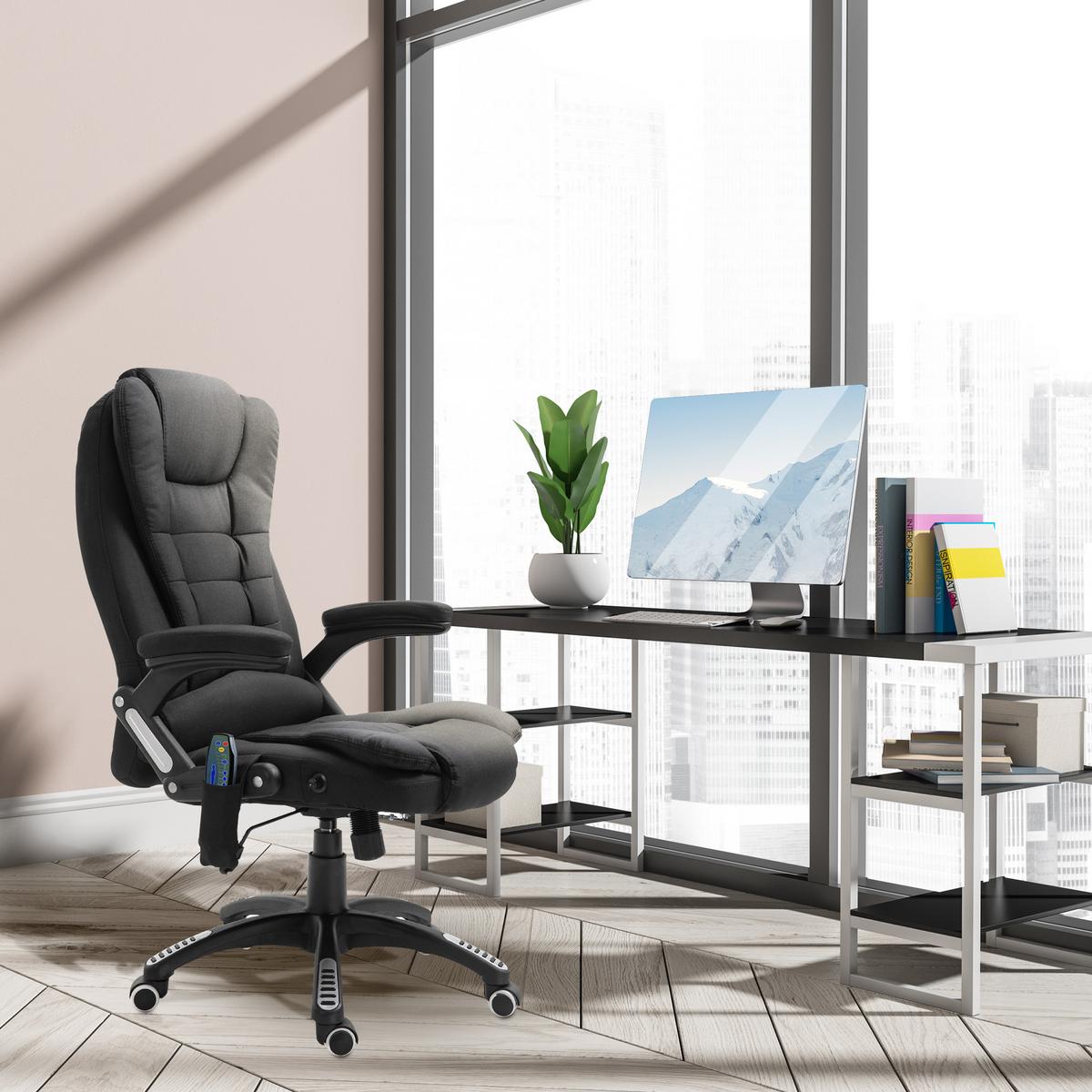 MASSAGESESSEL Chefsessel Gamingstuhl Drehstuhl Massagebürostuhl Schwarz - Schwarz, Kunststoff/Textil (74/116/67cm) - Vinsetto