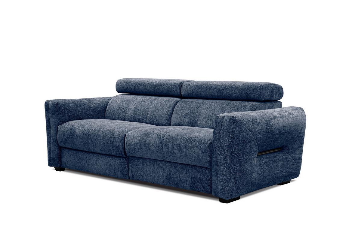 SOFA CALVERA 3-Sitzer mit 1 Relaxfunktion, dunkelblau - Dunkelblau, Holzwerkstoff/Textil (204/79/106cm) - Wozimo