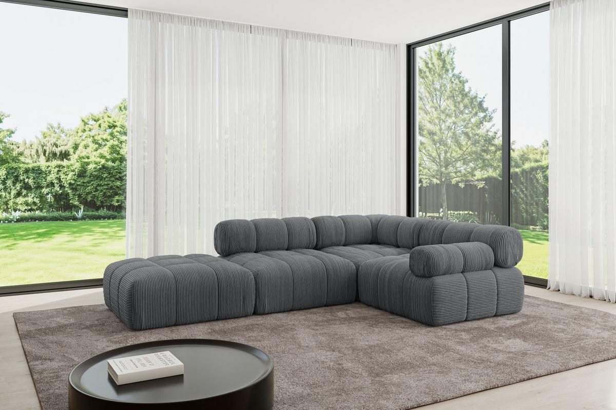 ECKSOFA modulares Sofa Felto-L1 - 285x190x70 cm Dunkelgrau Cord - Dunkelgrau, Holzwerkstoff/Textil (285/190cm) - ALTDECOR