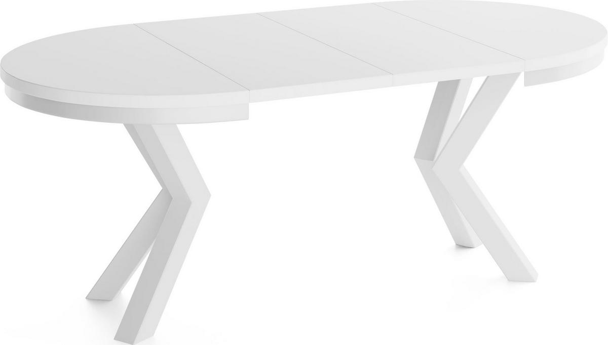 ESSTISCH Clara Weiß runder ausziehbarer, Weiß 100-180/100/76 cm - Weiß, Holzwerkstoff/Metall (100/176/76cm) - WFL GROUP