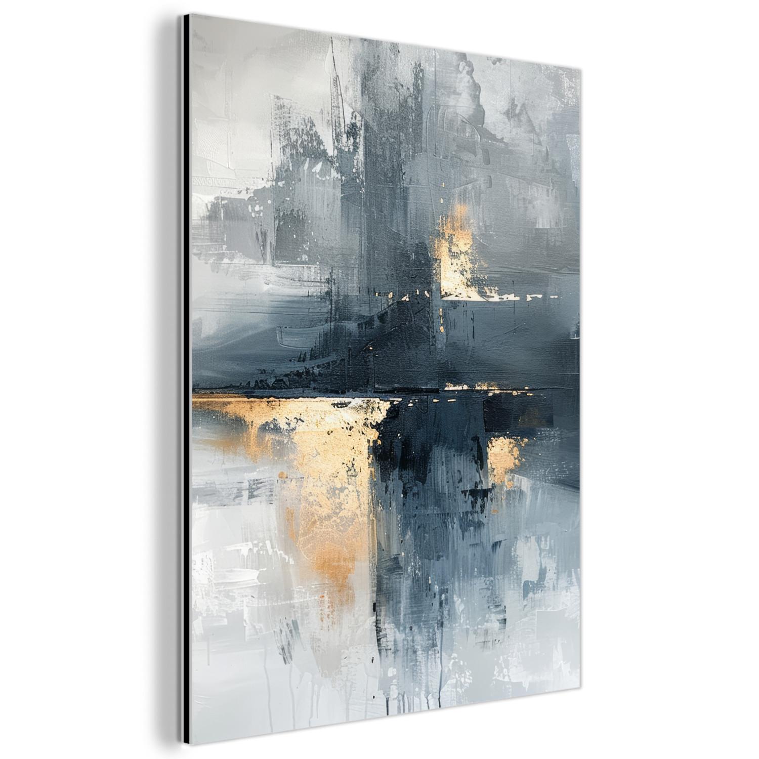 METALLBILD Kunst - Grau - Gold - Abstrakt 30x40 cm - Dunkelgrau, Metall (30/40cm) - MuchoWow