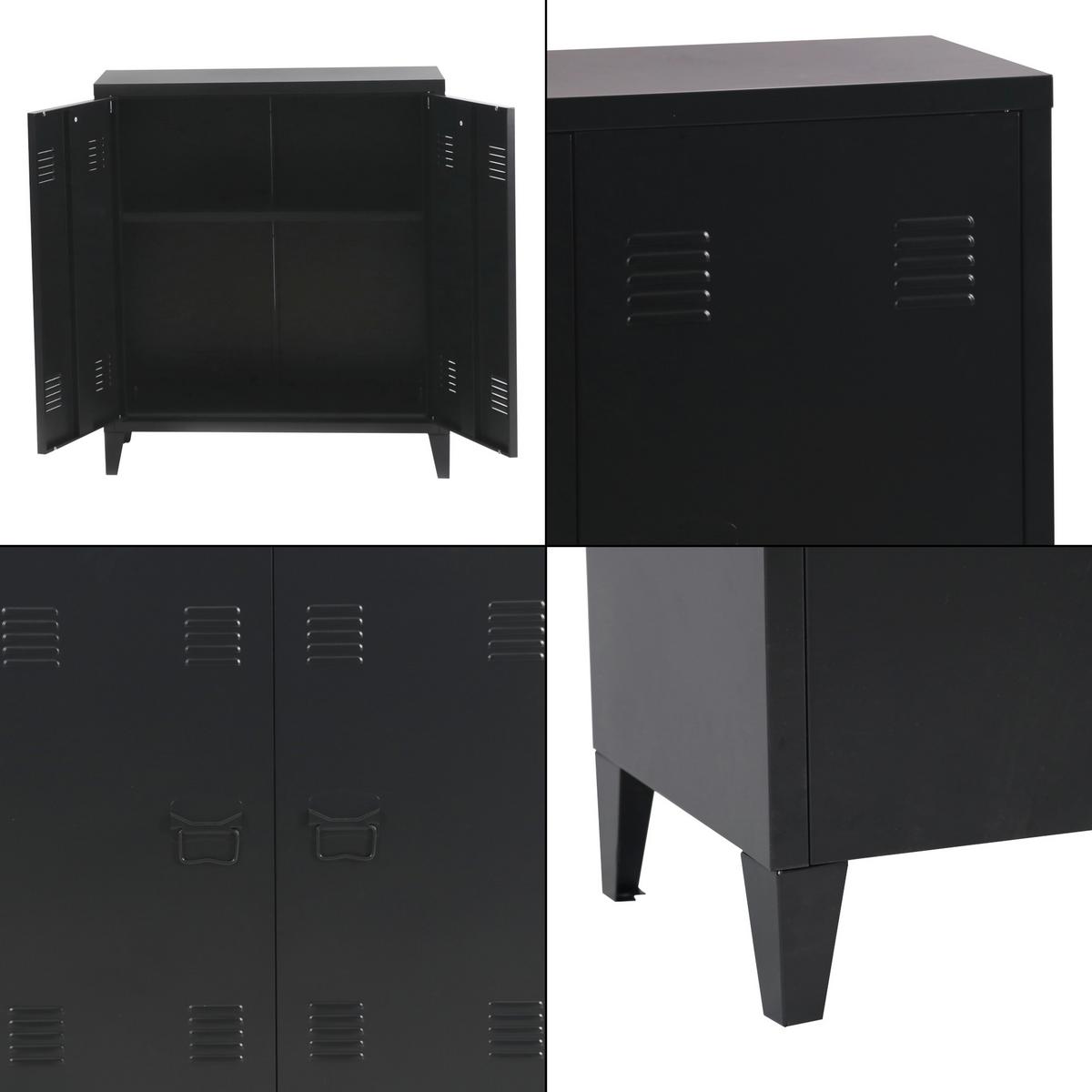 METALLSCHRANK Oripää - Schwarz, Metall (80/90/33cm) - [en.casa]