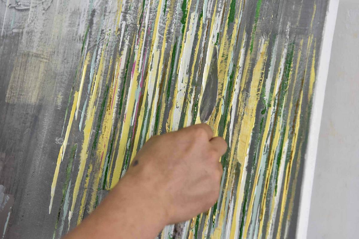 ÖLGEMÄLDE 120/80 cm - Gelb, Holz/Textil (120/80cm) - KUNSTLOFT