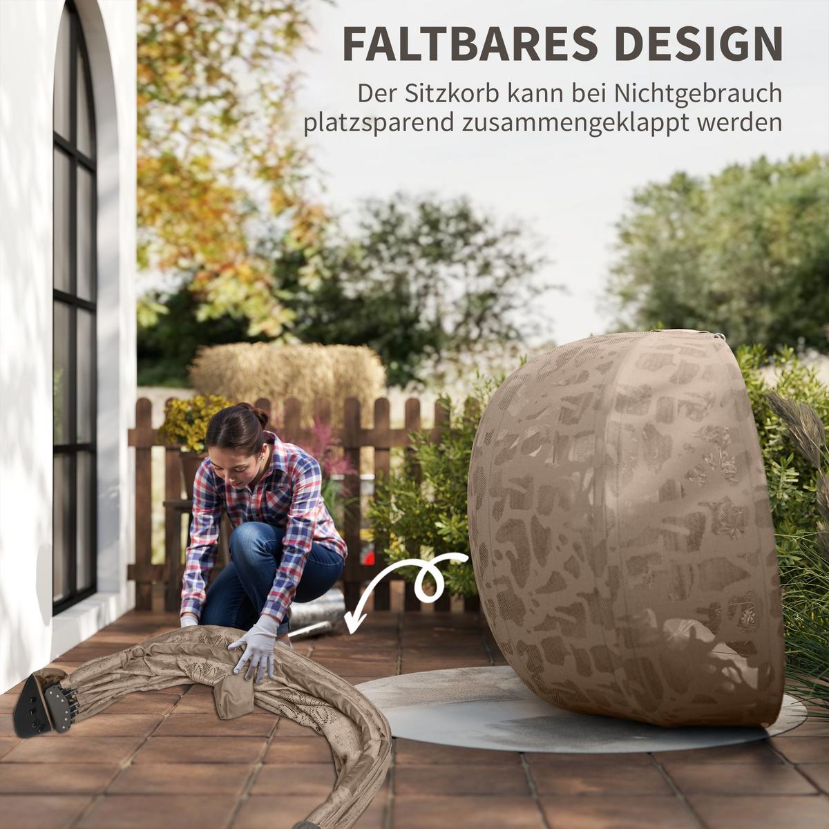HÄNGESESSEL, Stahl, Polyester, Sand - Sandfarben, Metall (103/172/130cm) - Outsunny