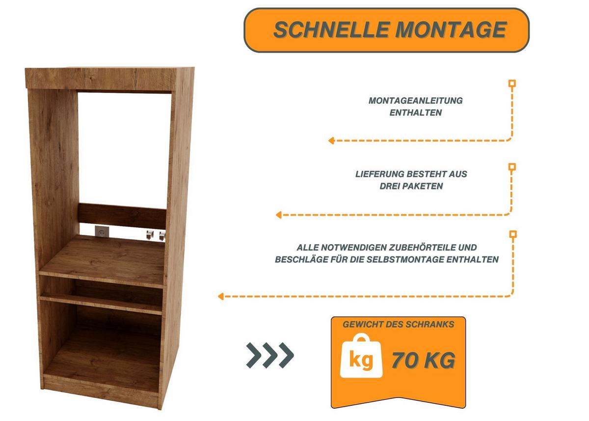 WASCHMASCHINENSCHRANK Retro 162/63/67cm - Braun, Holzwerkstoff (63/162/67cm) - CraftPAK