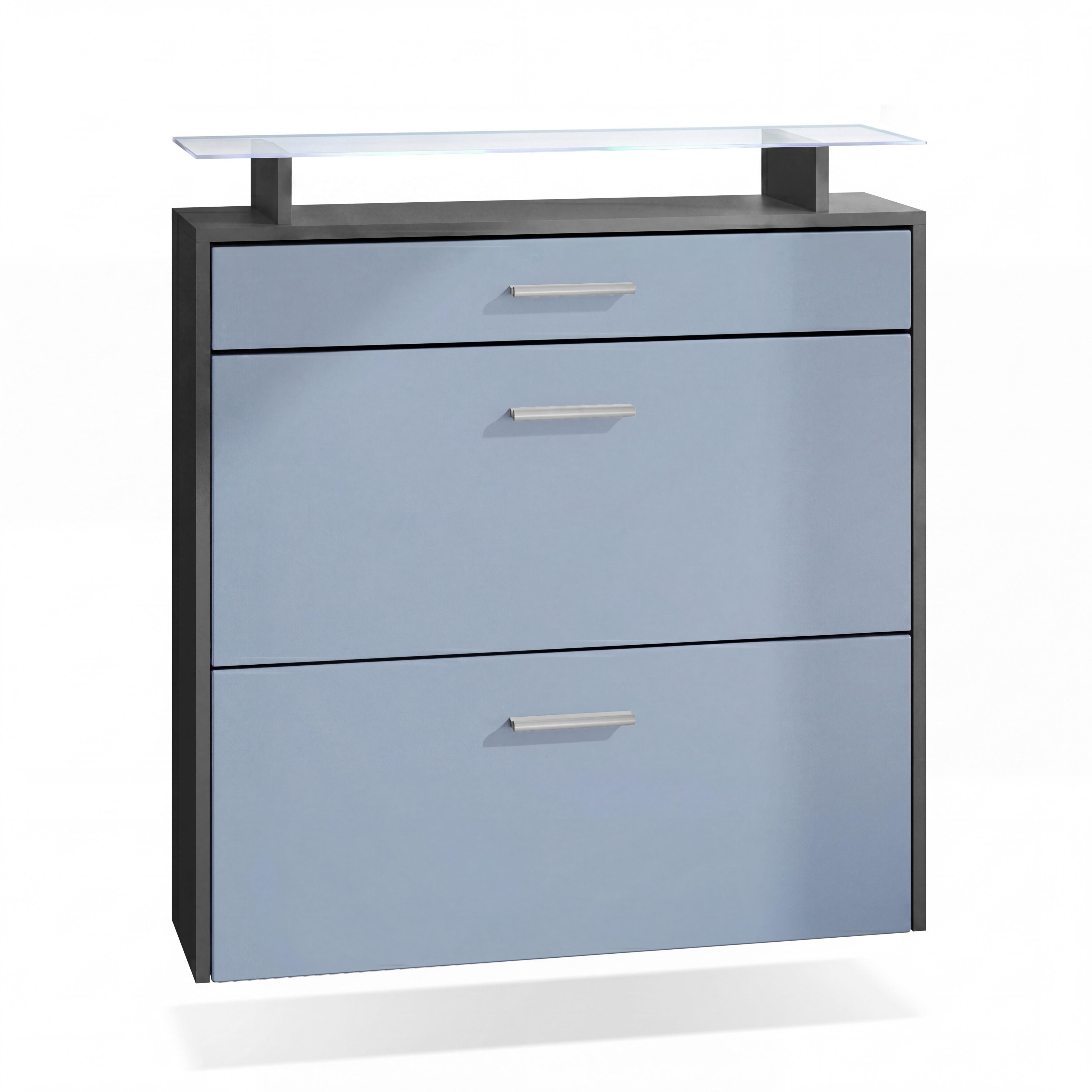 SCHUHSCHRANK Malea Fronten in Denim matt - Pastellblau, Holzwerkstoff (89/96/23cm) - Vladon