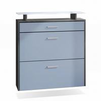 SCHUHSCHRANK Malea Fronten in Denim matt - Pastellblau, Holzwerkstoff (89/96/23cm) - Vladon