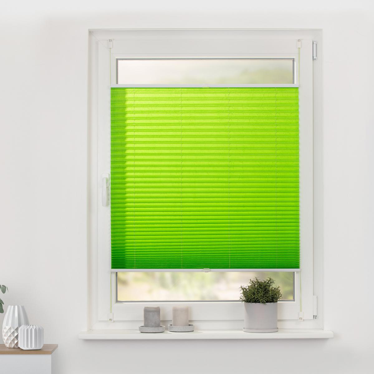 PLISSEE KLEMMFIX, OHNE BOHREN, VERSPANNT - Grün, Kunststoff (80/130cm) - Lichtblick Original