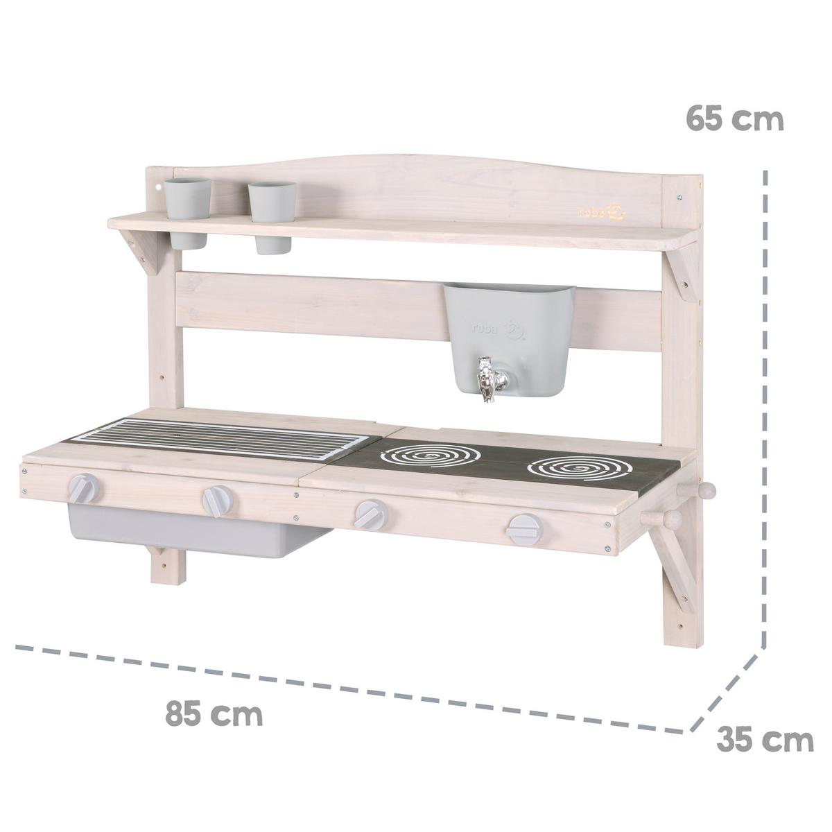 SPIEL- UND MATSCHKÜCHE zum Hängen grau - Grau, Holz (85/35cm) - Roba