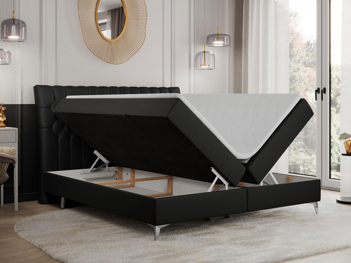 BOXBETT MILEN 120/200 Schwarz Kunstleder - H3 - Schwarz, Holz/Textil (120/200cm) - MKS