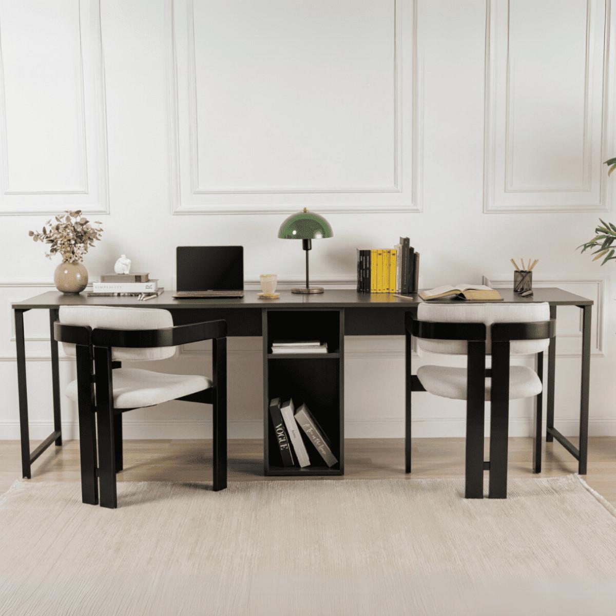 DOPPELSCHREIBTISCH - twin 240/60/74 cm - Anthrazit, Holzwerkstoff (71/60/74cm) - Calicosy
