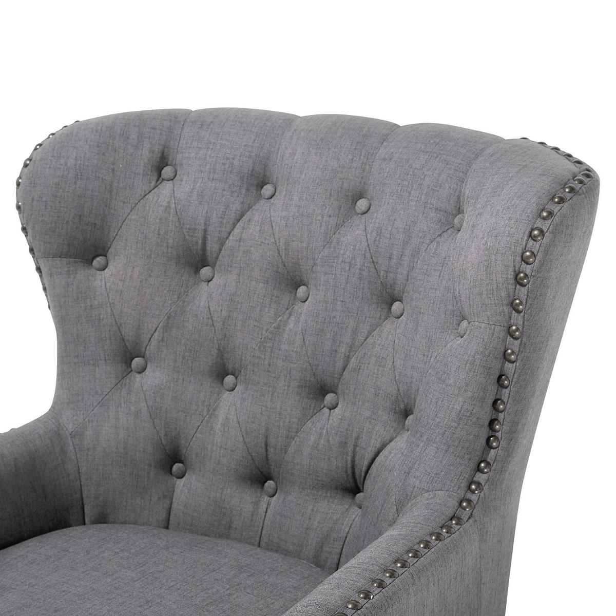 SESSEL Polsterbezug hellgrau Viborg - Dunkelbraun/Grau, Textil (75/93/57cm) - Beliani