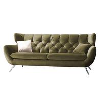 SOFA CHARME Grün Velvet - Schwarz/Olivgrün, Textil (225/94/95cm) - KAWOLA