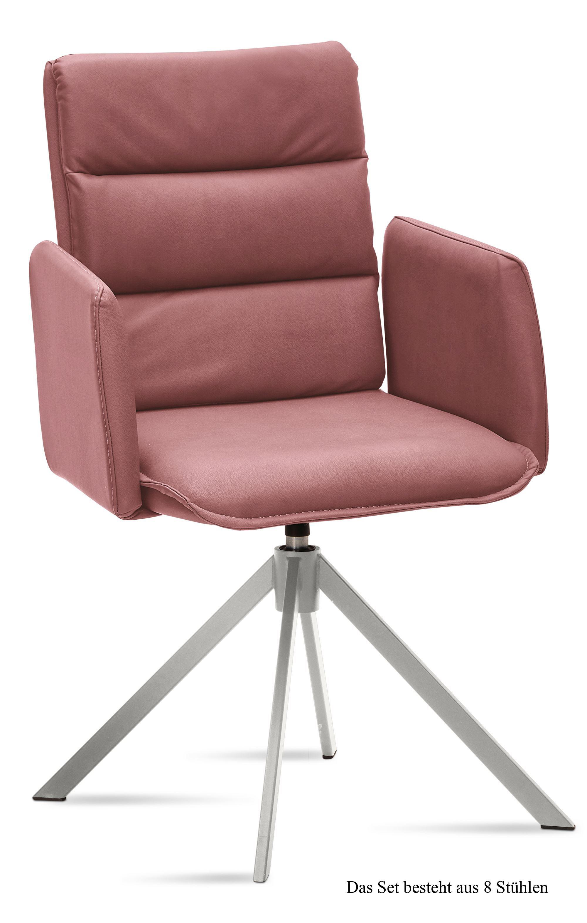 ARMLEHNSTUHL drehbar (8er-Set) Dulsea 52x92x60 Edelstahl/Rosewood - Edelstahlfarben/Dunkelrosa, Kunststoff (60/92/52cm) - 58aufmkessel