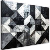 LEINWANDBILD, Schwarze und weiße geometrische Abstrakt - Schwarz, Textil (90/60cm) - Feeby