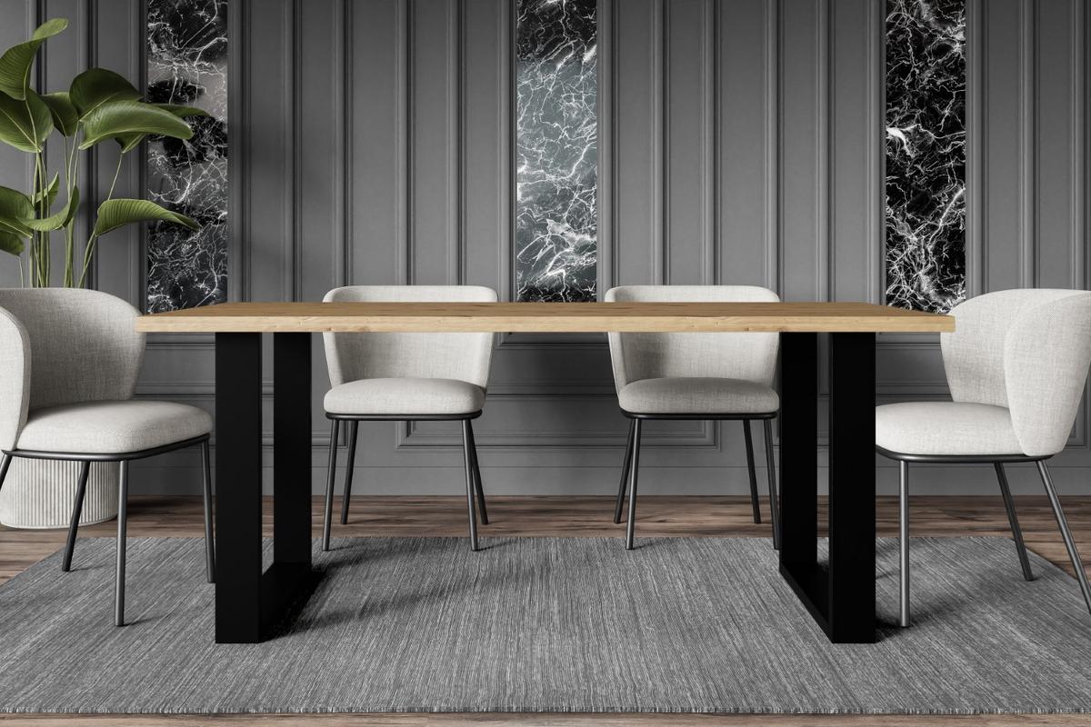 ESSTISCH 160x90x75 cm - Artisan Eiche Optik/Schwarz - KLYN U - Eichefarben, Holzwerkstoff (160/90/75cm) - ALTDECOR