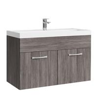 BADMÖBEL-SET Paso 2 Teile Grau Eiche - 80 x 35 x 55 cm - Eichefarben/Grau, Holz (80/55/40cm) - Badplaats