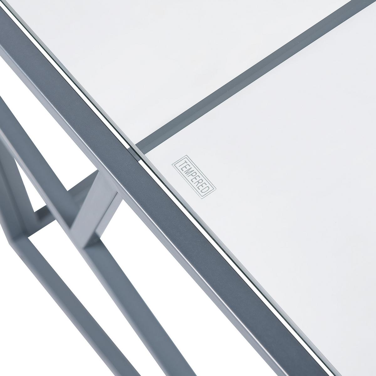 COUCHTISCH Glas silber rechteckig 50/100 cm Orland - Silberfarben, Glas (50/100/45cm) - Beliani