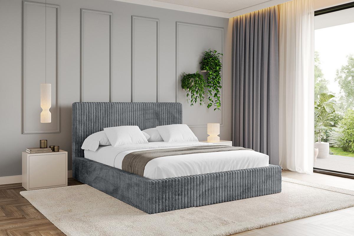 POLSTERBETT mit Bettkasten und Lattenrost, Boxbett ohne Matratze - ALOVA-V1 120x200 Dunkelgrau - Dunkelgrau, Holzwerkstoff/Textil (120/200cm) - ALTDECOR