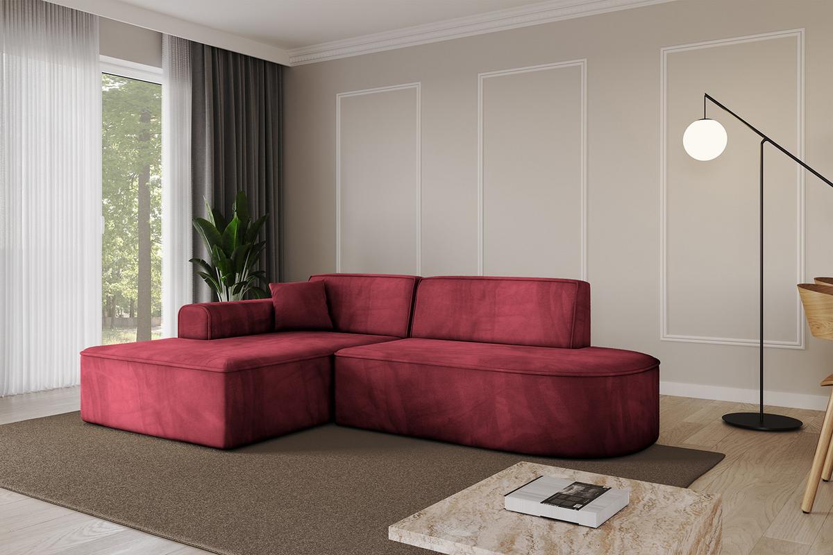 ECKSOFA Ottomane Links IREA-L1-v3 - 232x165x77 cm Bordeauxrot - Bordeaux, Holzwerkstoff/Textil (232/165cm) - ALTDECOR
