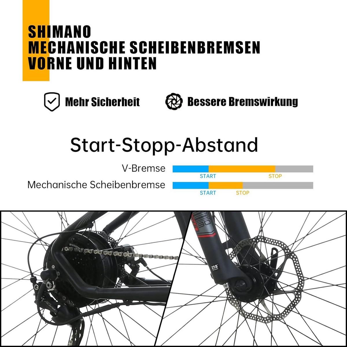 ELEKTROFAHRRAD 27,5 Zoll 25km/h Reichweite 50-90 km - Rot, Metall (125cm) - Nettlife