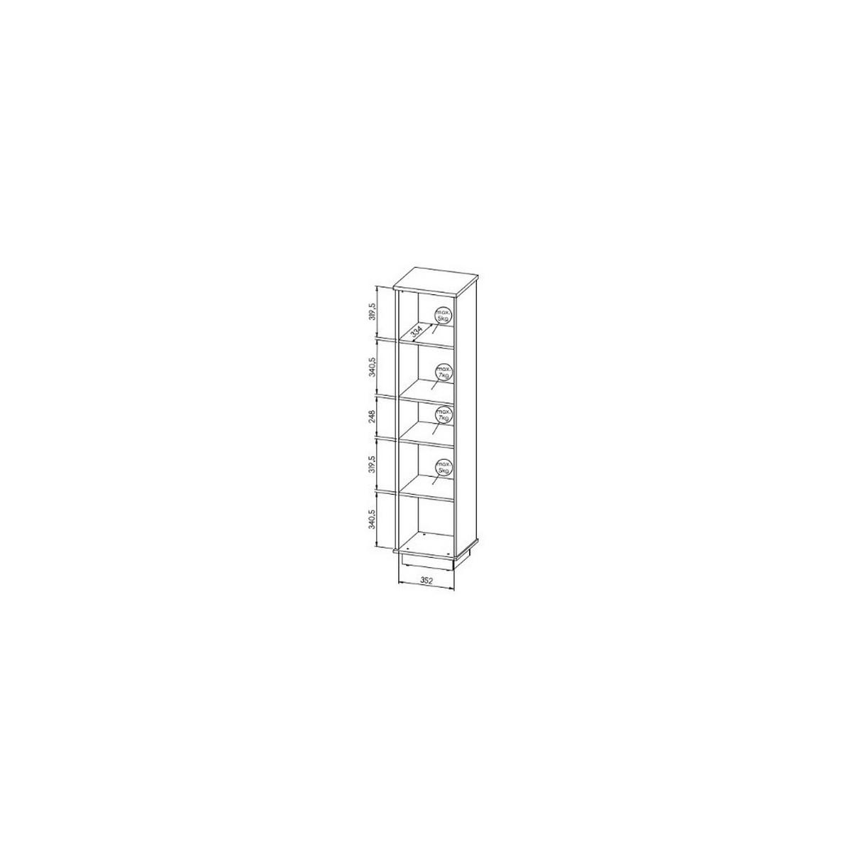 BÜCHERREGAL KIMA 40/175,6/36 cm Wohnzimmerregal Hochschrank Regal Eiche Wotan - Eiche Wotan, Holzwerkstoff (40/175.6/36cm) - MASSENO