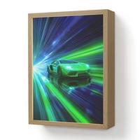 NACHTTISCHLAMPE MIT AKKU Geschwindigkeit - Leicht - Sportwagen - Grün 30x40 cm - Grün, Holzwerkstoff (8/30/40cm) - OnlyWow