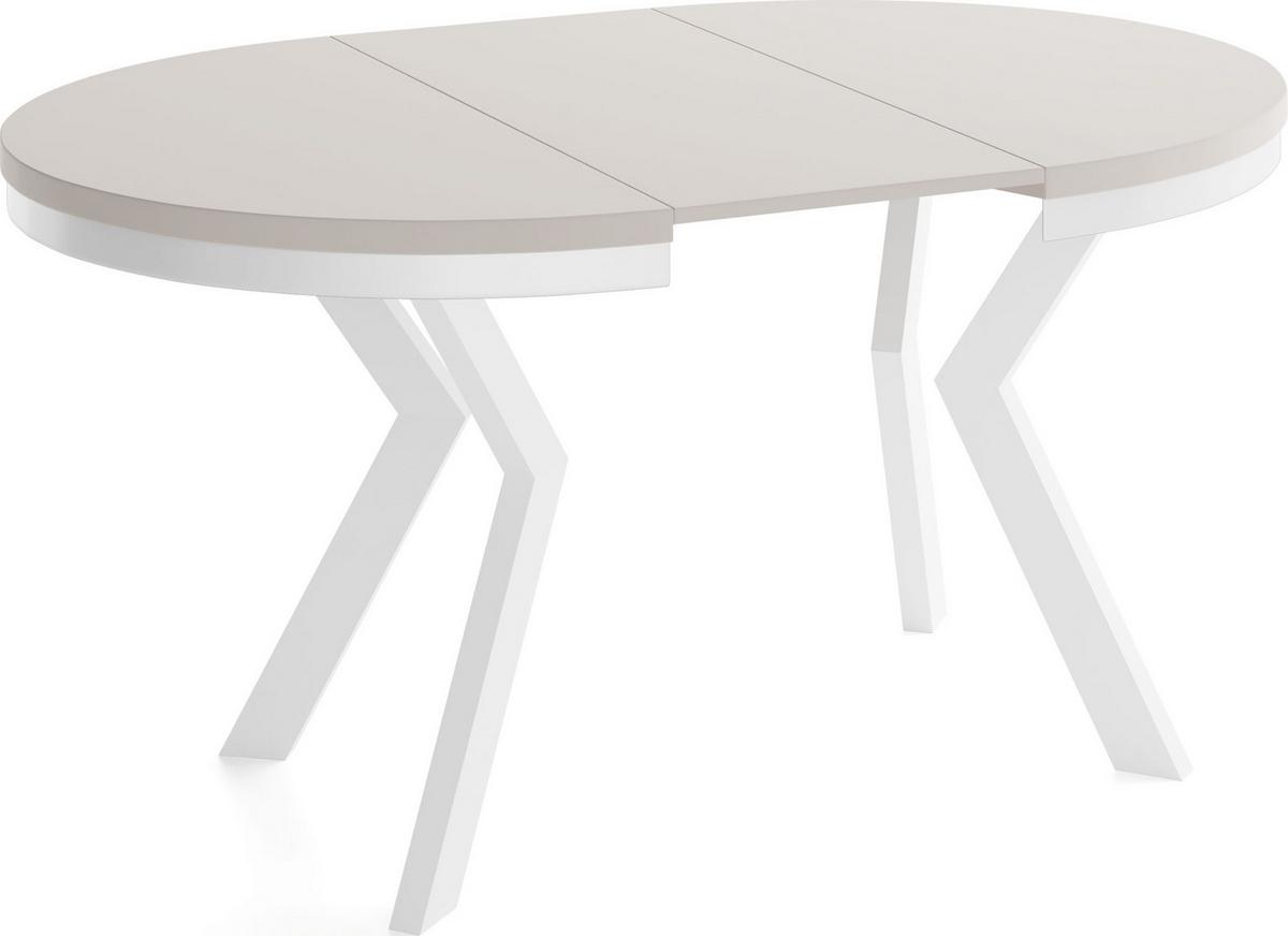 ESSTISCH Savio Weiß Neo rund ausziehbar verlängerbar, Kaschmir 80-130/80/77 cm - Kaschmir/Beige, Holz/Holzwerkstoff (80/130/77cm) - WFL GROUP