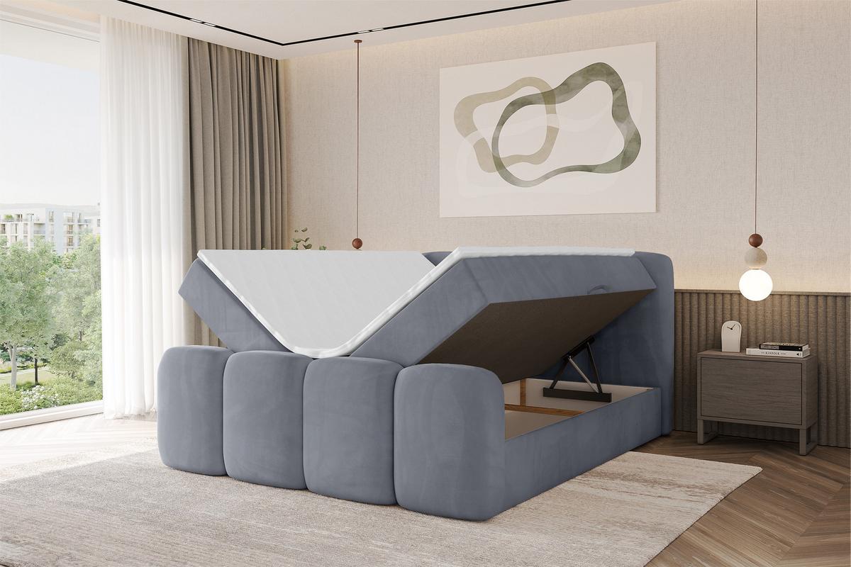 BOXBETT mit Matratze H4 und Lattenrost - NINA-Z - 180x200 cm Casablanca - Grau - Anthrazit, Holzwerkstoff (180/200cm) - ALTDECOR