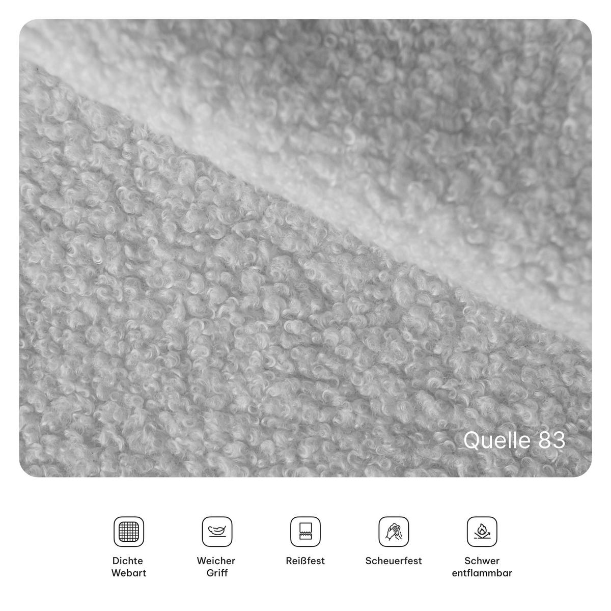 BETTSOFA EIREN aus Schaumstoff Bucle-Stoff Hellgrau Schlaffunktion - Hellgrau, Textil (170/68/80cm) - MASSENO