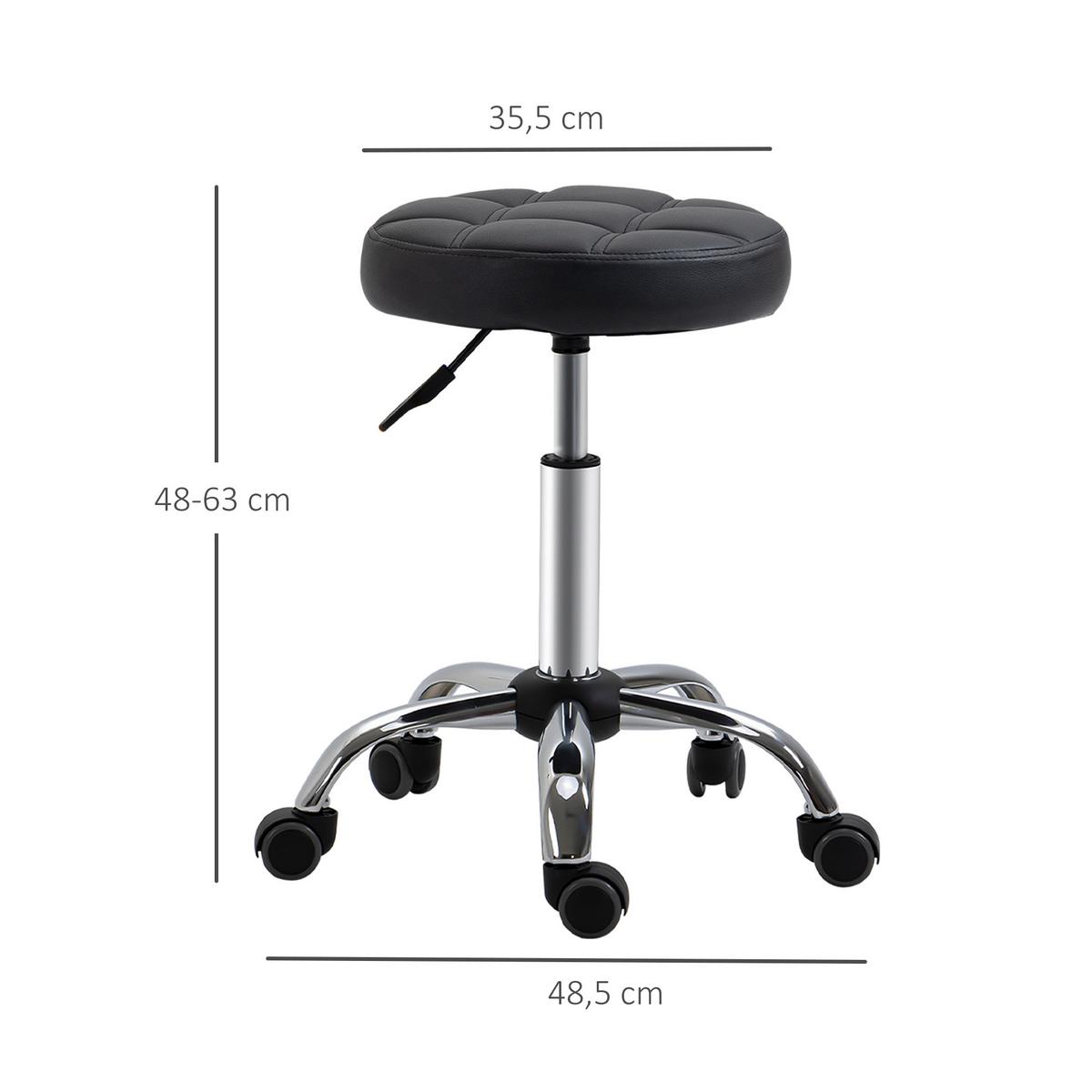 2ER-SET Salonstühle mit Rädern höhenverstellbar Salon Hocker Kunstleder Schwarz - Schwarz, Leder (35.5/63/35.5cm) - HOMCOM