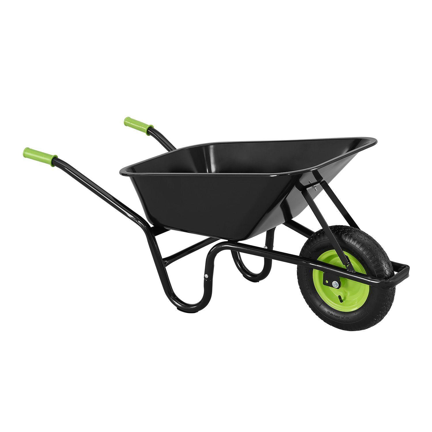 SCHUBKARRE Garden schwarz 100L mit Handschuhen - Schwarz, Metall (59/62/141cm) - Juskys