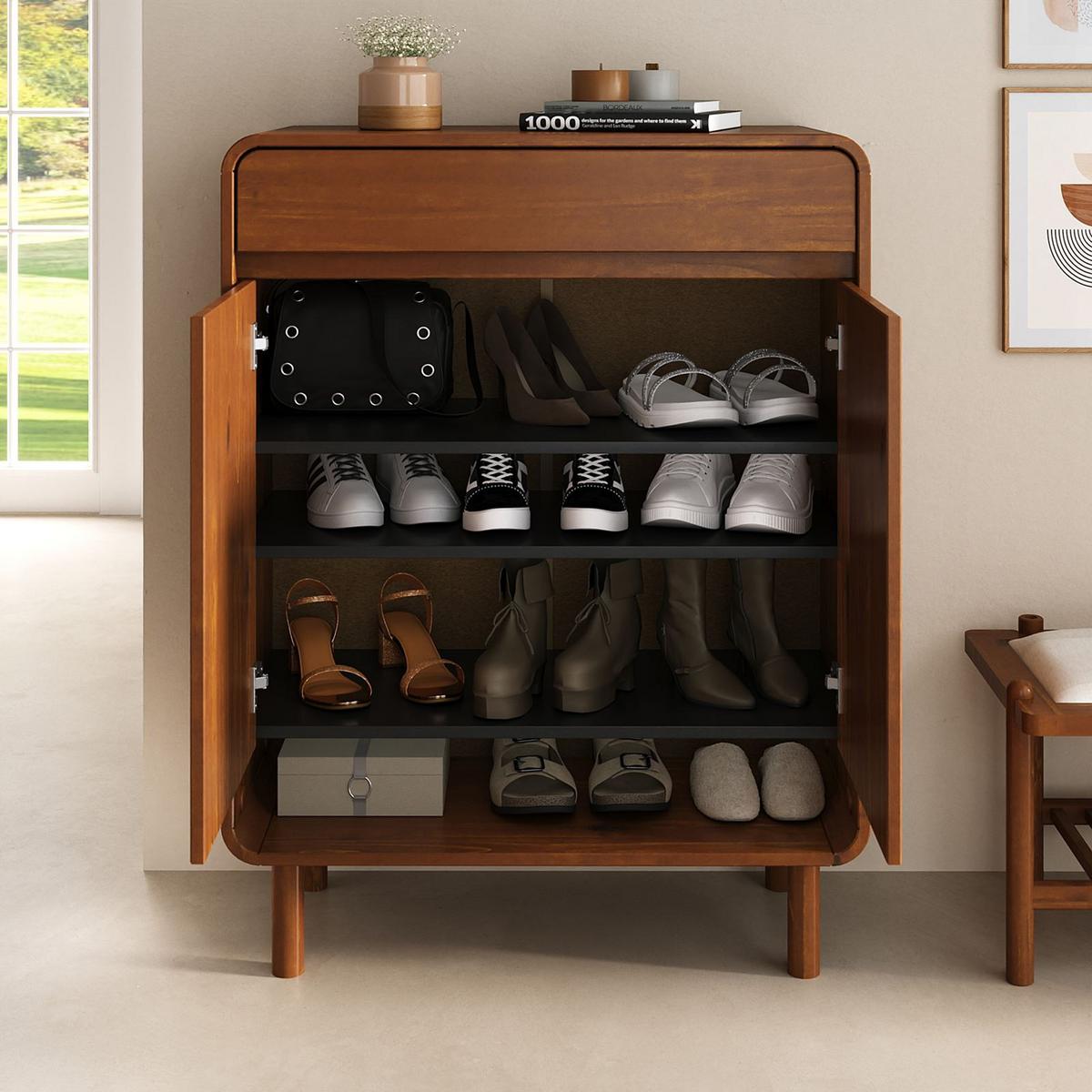 SCHUHSCHRANK JUAN Kastanie - Kastanienfarben, Holz (79/104/37cm) - IDIMEX