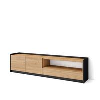 LOWBOARD, Eiche Schwarz, 207/37/50cm - Eichefarben, Holzwerkstoff (207/50/37cm) - Skraut Home
