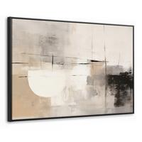 LEINWAND Bilder mit Rahmen - Abstrakt - Kunst - Grau - 90x60 - Hellgrau, Textil (90/60cm) - MuchoWow