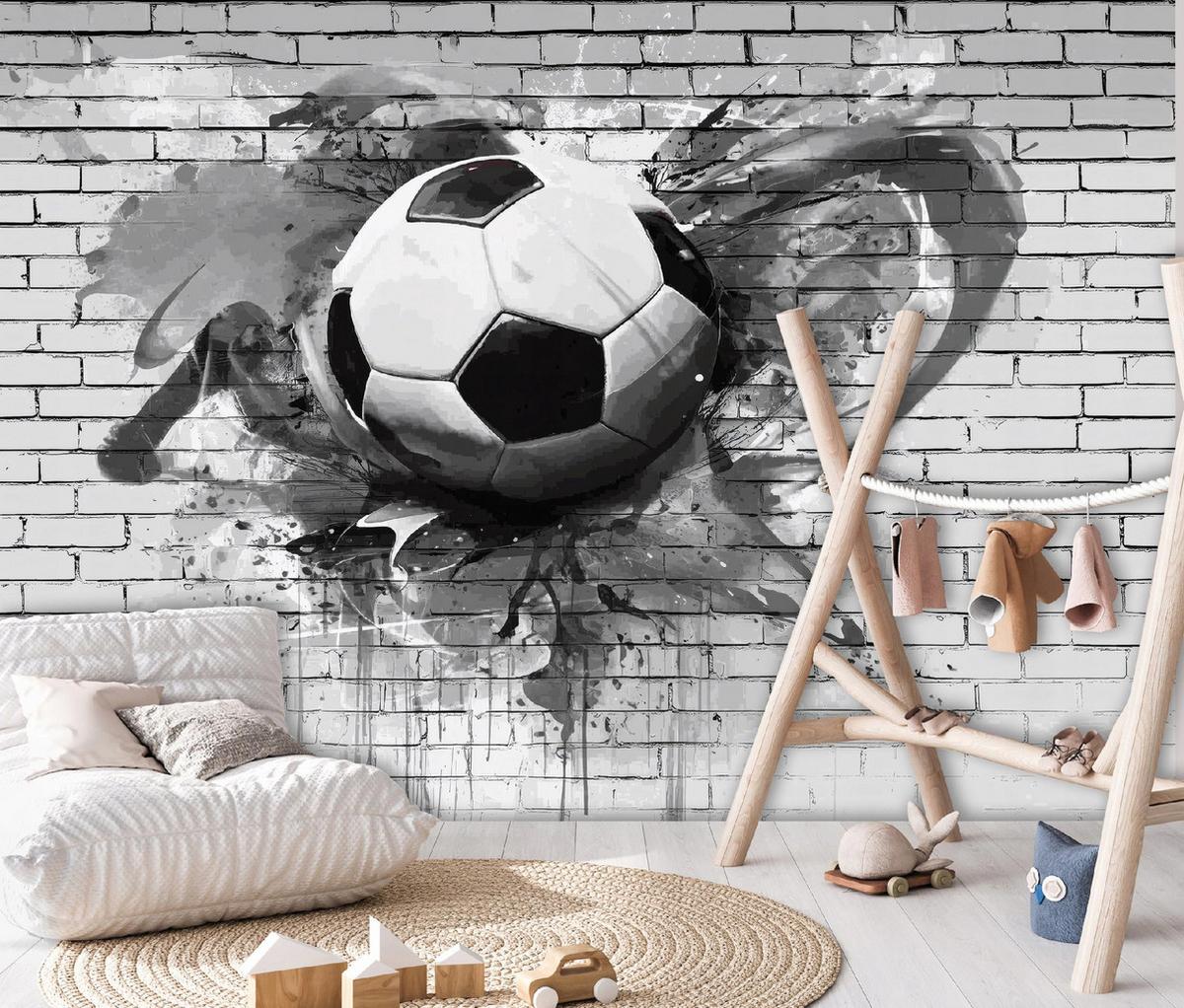 FOTOTAPETE 3D Fußball Grau 400x280 cm - Multicolor, Papier (400/280cm) - Wallarena