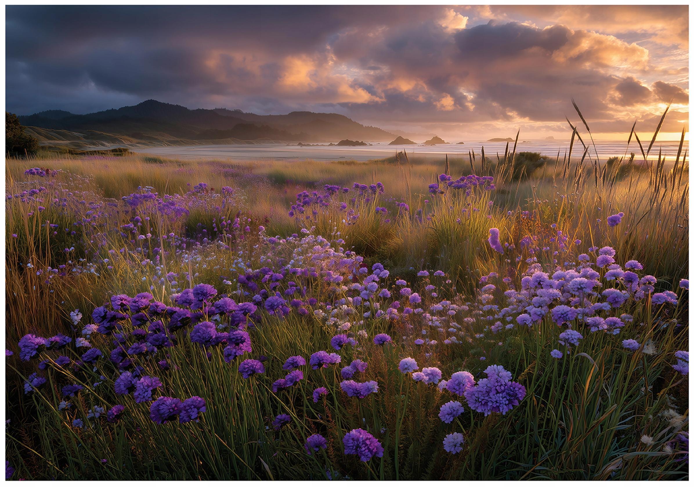 FOTOTAPETE Landschaft Blumen Beige 200x140 cm - Multicolor, Papier (200/140cm) - Wallarena