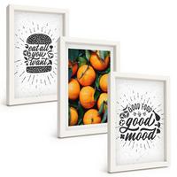 BILDER SET 3er Set - 20x30 cm Weißer Rahmen - Juicy Oranges Kitchen - Weiß, Kunststoff (20/30cm) - TULUP
