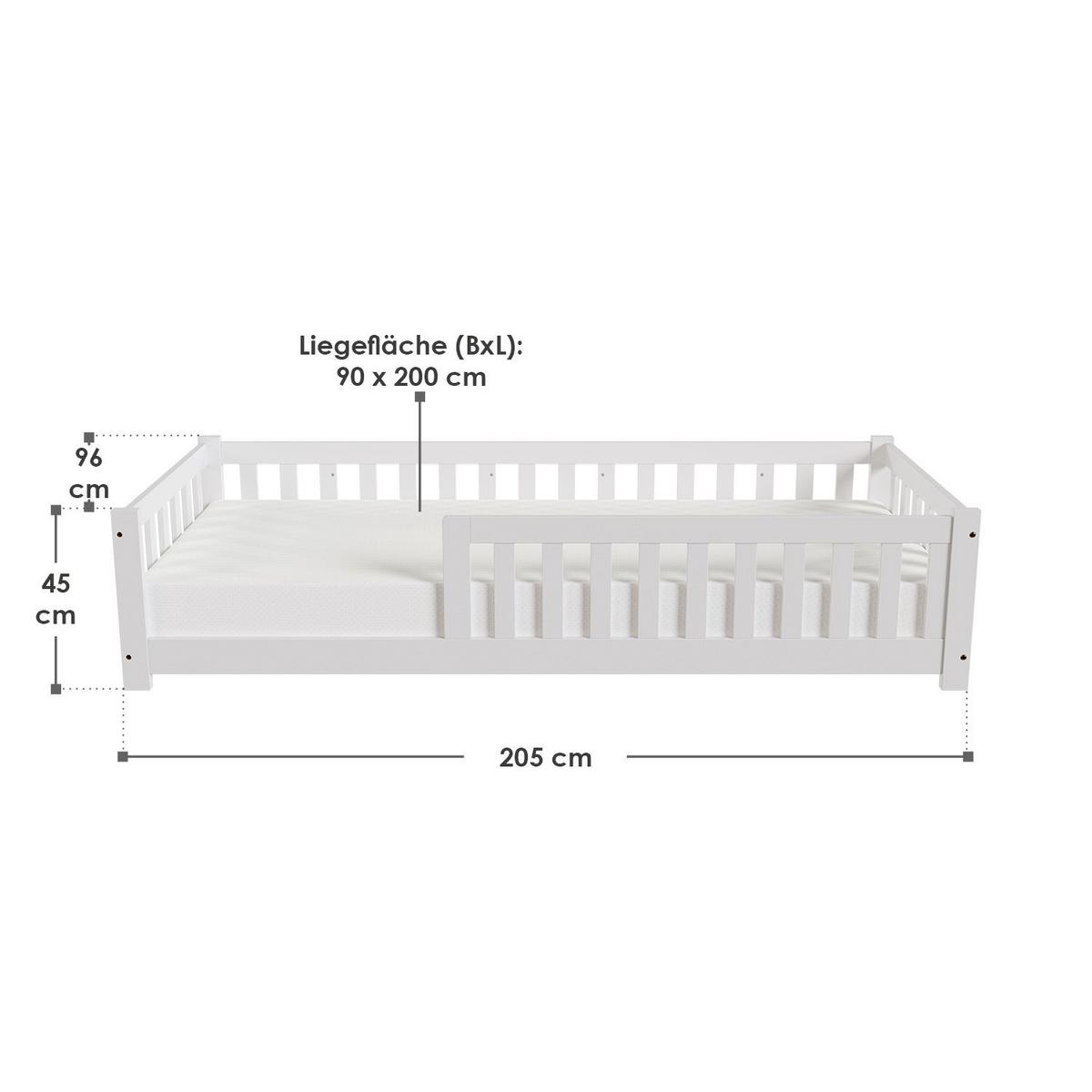 KINDERBETT Naya weiß 90x200 cm - Weiß, Holz (90/200cm) - Juskys